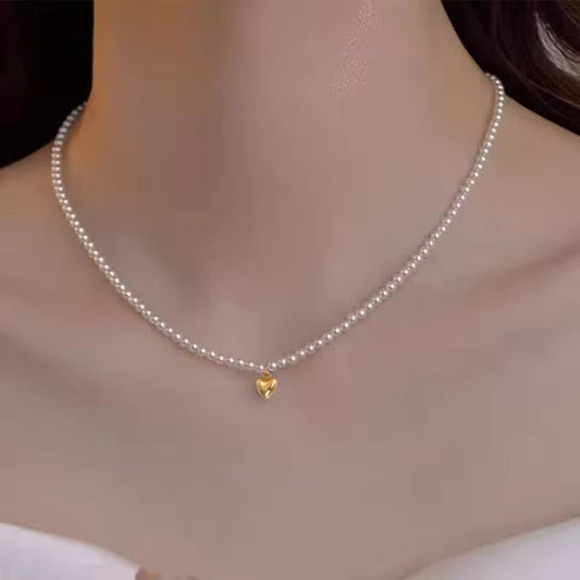 Seulement 925 Sterling Silver Heart Pendant Pearl Bead Necklace Classics Luxury Jewelry Accessories for Women Girls