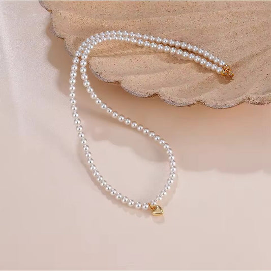 Seulement 925 Sterling Silver Heart Pendant Pearl Bead Necklace Classics Luxury Jewelry Accessories for Women Girls